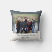 フパーソナライズされたァミリー写真名（灰色と白） クッション (正面)