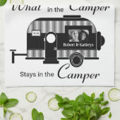 フパーソナライズされたォトキャンパー付き キッチンタオル (折り畳み)