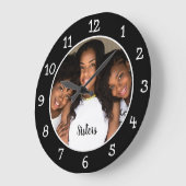 フパーソナライズされたォト白黒 ラージ壁時計 (傾斜)