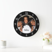 フパーソナライズされたォト白黒 ラージ壁時計 (ホーム)