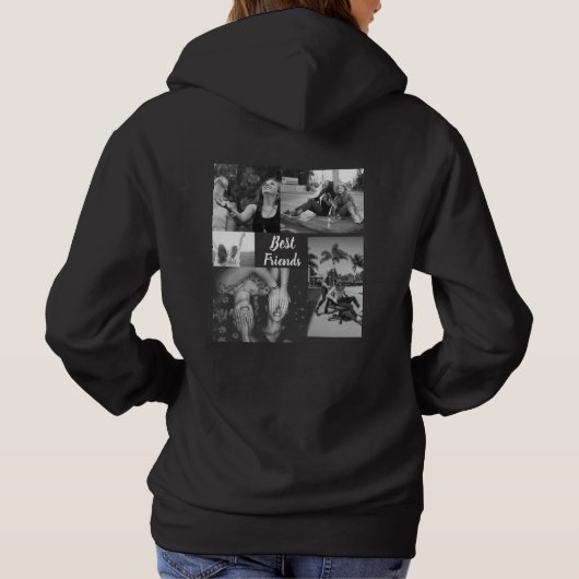 フパーソナライズされたレンズ白黒写真コラージュ パーカ (裏面)