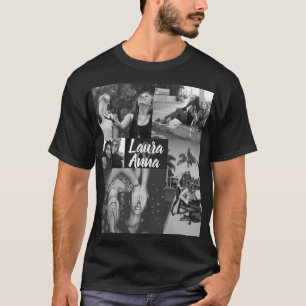 フパーソナライズされたレンズ白黒写真コラージュT Tシャツ
