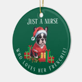 フパーソナライズされたレンチーナースクリスマスドッグ恋人 セラミックオーナメント (左)