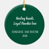 フパーソナライズされたレンチーナースクリスマスドッグ恋人 セラミックオーナメント (裏面)