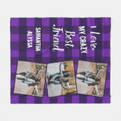 フパーソナライズされた最高のレンドシックパープルプレイド3写真 フリースブランケット (正面(横))