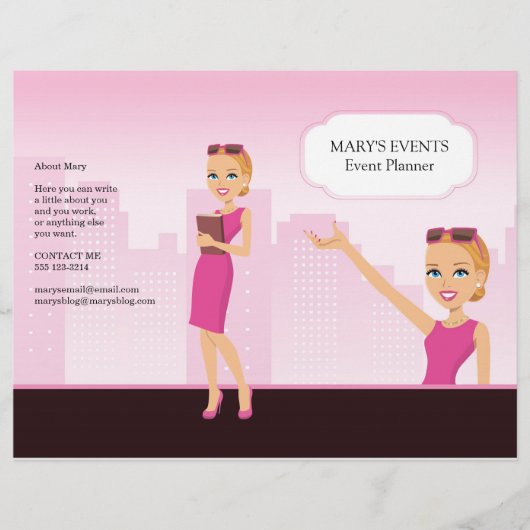 フフェミニンィラ図解入りの、写真付きの – 展開（折り曲げ） チラシ (正面)