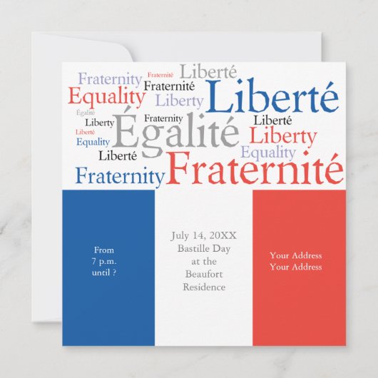 フフランスのラグ付きのテーフランスのマパーティ 招待状 (裏面)