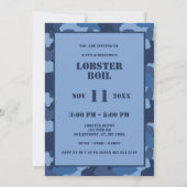 フフ!ブルー迷彩柄フォト誕生日ロブスター沸騰 招待状 (裏面)