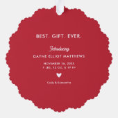 フミニマルモダンル写真初めてのクリスマス オーナメントカード (裏面)