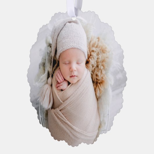 フミニマルモダンル写真初めてのクリスマス オーナメントカード (左)