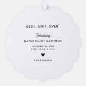 フミニマルモダンル写真初めてのクリスマス オーナメントカード (裏面)