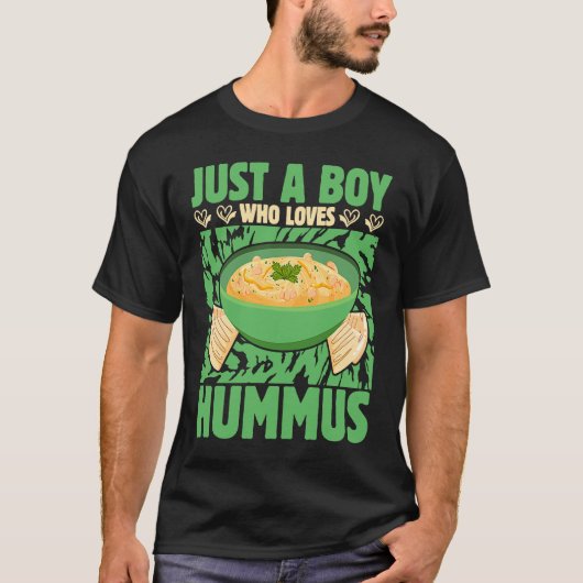フムスを愛する少年ことわざ Tシャツ (正面)