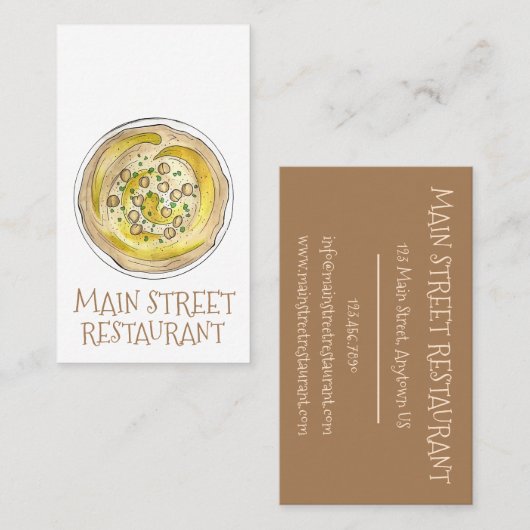 フムス家のニワトリ地中海のフードカフェ 名刺 (正面/裏面)