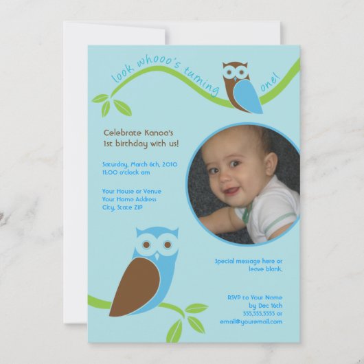 フモダンァースト誕生日フカスタムォト招待状 招待状 (正面)