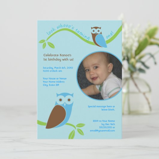 フモダンァースト誕生日フカスタムォト招待状 招待状 (スタンド正面)