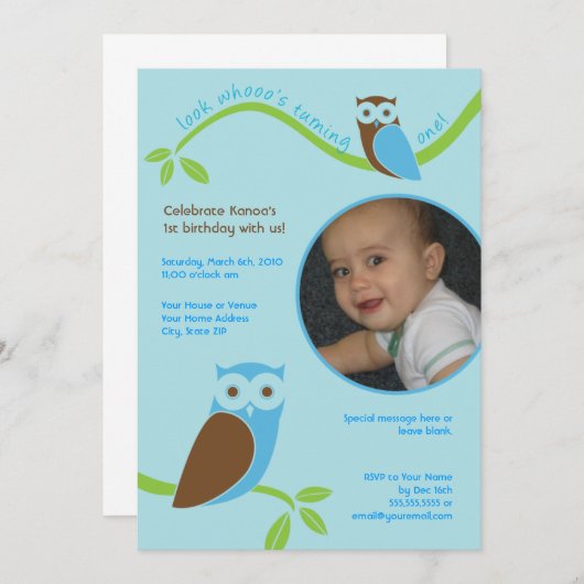 フモダンァースト誕生日フカスタムォト招待状 招待状 (正面/裏面)