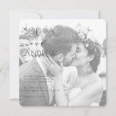 フモダンエレガントォト・オール・ライン・ワン・ホワイト結婚ズ 招待状 (正面)