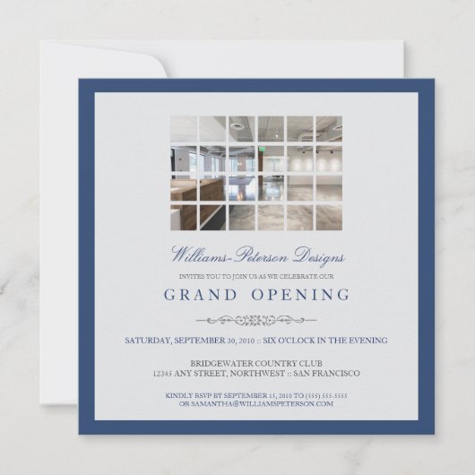 フモダンォトグランドオープン招待状青 招待状 (正面)