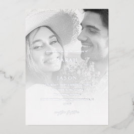 フモダンォト黒と白7縦結婚線  箔招待状