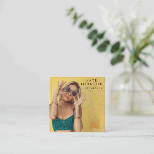 フモダンミニマルル写真QRコードSNS スクエア名刺 (スタンド正面)