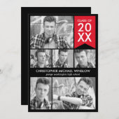 フモダンラグ卒業招待状-赤 招待状 (正面/裏面)