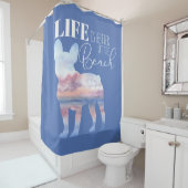 フモダンレンチービーチシーンピンクとブルー シャワーカーテン (インサイチュ)