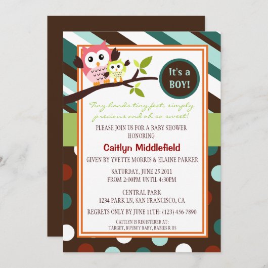 フモダンロウズベビーシャワー招待状 招待状 (正面/裏面)