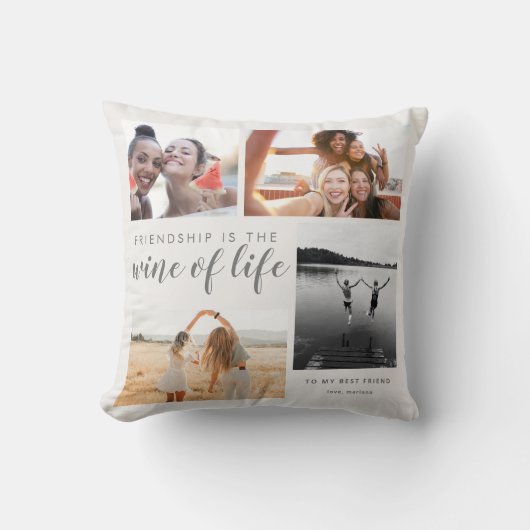 フモダン最高のレンズフォトコラージュ引用文Bffベスティ クッション (正面)