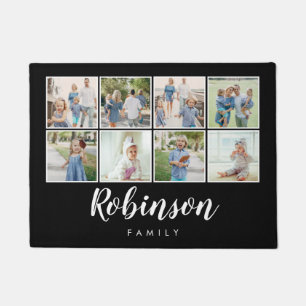 フモノグラムのォトファミリーコラージュ 黒 ドアマット