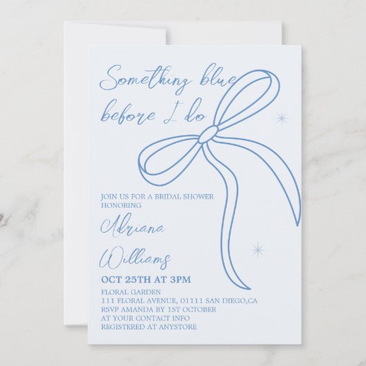 フュアーブルーボウブライダルシャワー 招待状 (正面)