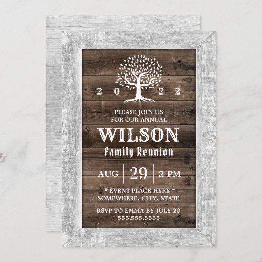 フュスティック年間ファミリー懇親会ヴィンテージ木枠 招待状 (正面/裏面)