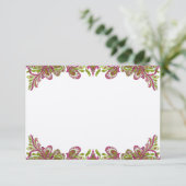 フューシャとライムのペイズリー結婚式招待状 招待状 (スタンド正面)