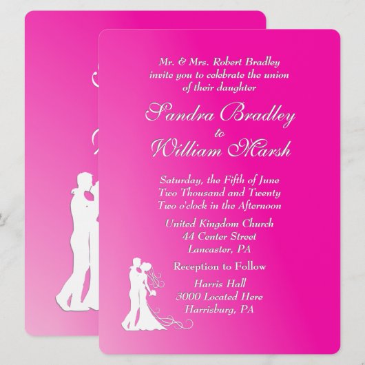 フューシャの結婚式招待状 招待状 (正面/裏面)