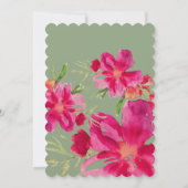 フューシャグリーンの水彩花模様の卒業パーティー 招待状 (裏面)