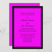 フューシャピンクとブラックの結婚式招待状テンプレート 招待状 (正面/裏面)