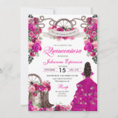 フューシャピンクのカウガール・ウェスタンチャロ・キンセアニエラ 招待状 (正面)