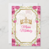 フューシャピンクの花飾り メキシコのプリンセス キンセアニェラ 招待状 (裏面)