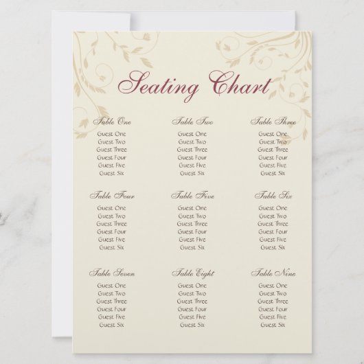 フューシャ水仙と小麦の席次表 招待状 (裏面)