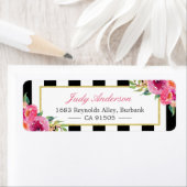 フューシャ ウォーターカラー フローラル | モダン パープル レッド ピンク ラベル (インサイチュ)