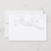 フューシャ & グレー ヴィンテージ バード 結婚式招待状 サンキューカード (裏面)