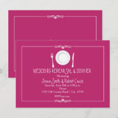 フューシャ ラズベリー リハーサル ディナー 招待状 (正面/裏面)