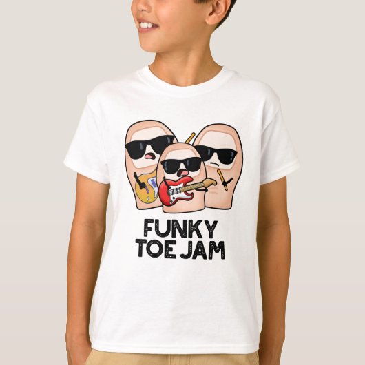 フュージョンした足の指の汚れ 楽しい音楽のダジャレ Tシャツ (正面)