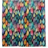 フュージョン調和カラフル：水彩ろうけつ染め絞 シャワーカーテン (正面)