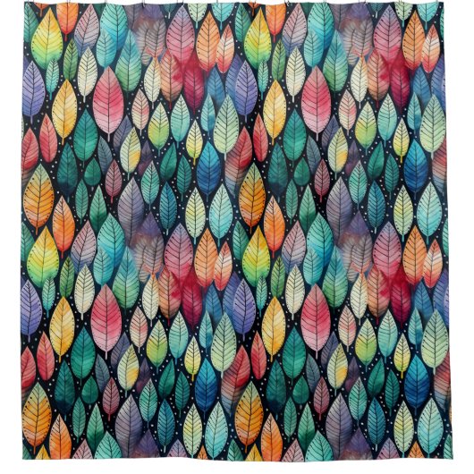 フュージョン調和カラフル:水彩ろうけつ染め絞 シャワーカーテン (正面)