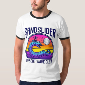 フューチャリスティックデザートワームサーフクラブシンセウェーブTシャツ Tシャツ