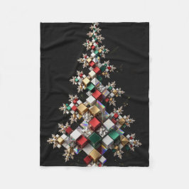 フューチャーなフラクタルクリスマスツリーモザイクキューブ フリースブランケット