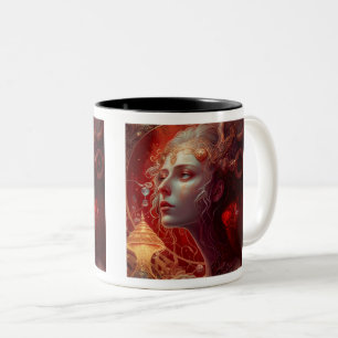 フューチャーアールヌーボーウーマンTwo-Tone Mug, 11 oz ツートーンマグカップ