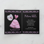 フューチャーシスター・イン・ローのブライドメイド・ブルー・ドレスハート 招待状 (内部)