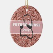 フューチャーナースメディカルピンクグリッター パーソナライズされた セラミックオーナメント (右)