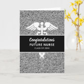 フューチャーナース大学院医学研究科ブラックシルバーグリッター カード (黄色い花)